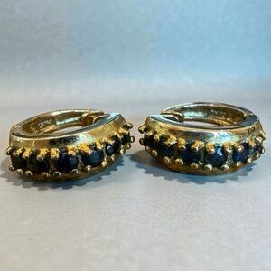 Sterling Silver 925 Gold Vermeil Blue Sapphire Hoop Pierced Earrings Ross Simons